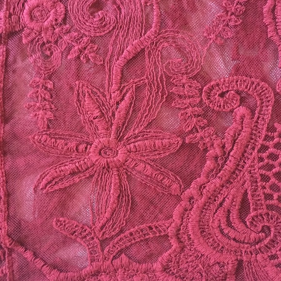Burgundy Sexy Crochet Lace Top - Picture 6 of 8